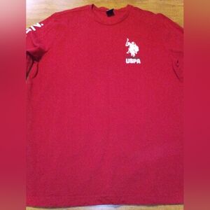 U.S. Polo Association Large Red Long Sleeve T-Shirt Logo Spelled Out On Sleeve